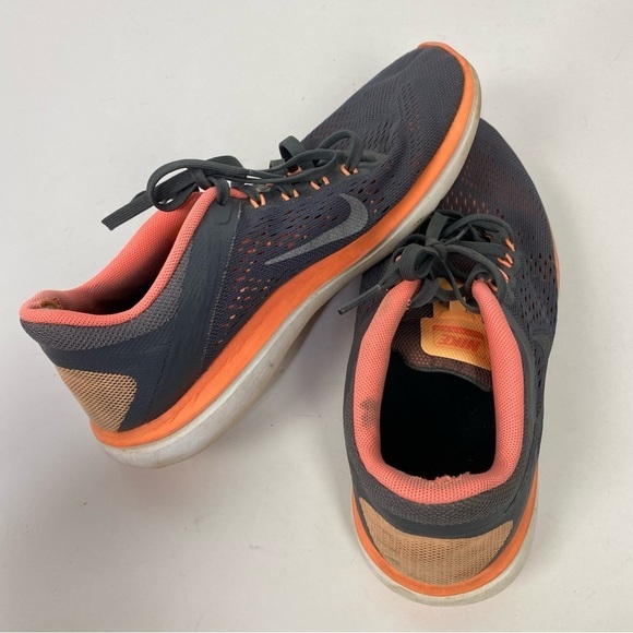Nike Flex 2016 Run Orange Grey athletic running shoes - Picture 2 of 8